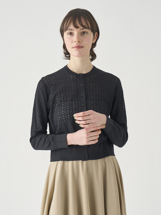 コットンレース編みニットカーディガン | ROXBURGH | 30G 詳細画像 BLACK 3