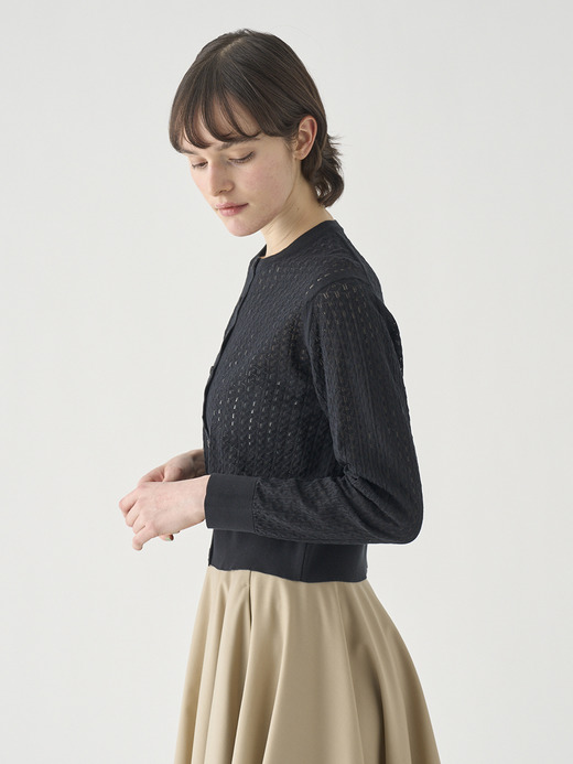 コットンレース編みニットカーディガン | ROXBURGH | 30G 詳細画像 BLACK 5
