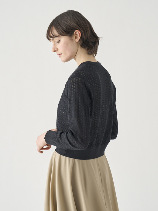 コットンレース編みニットカーディガン | ROXBURGH | 30G 詳細画像 BLACK 6