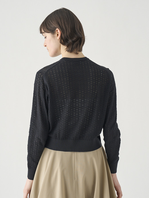 コットンレース編みニットカーディガン | ROXBURGH | 30G 詳細画像 BLACK 7