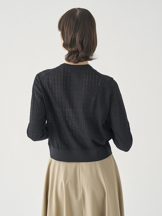 コットンレース編みニットカーディガン | ROXBURGH | 30G 詳細画像 BLACK 8