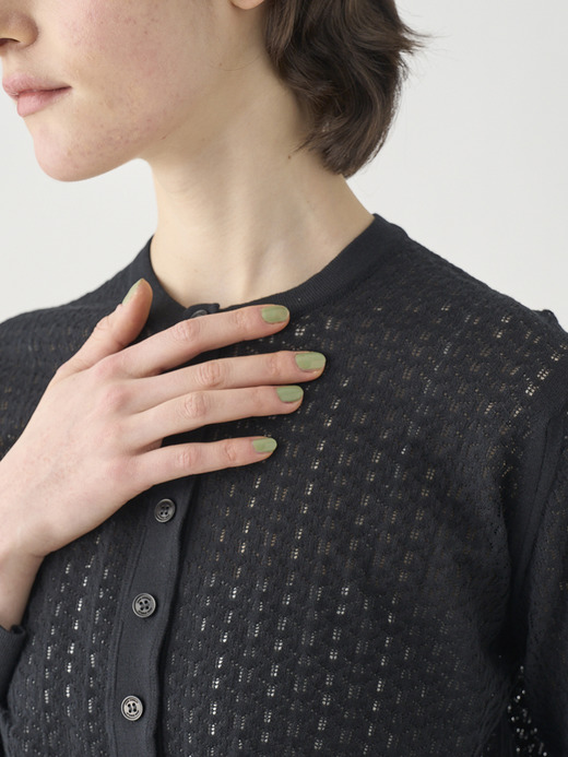 コットンレース編みニットカーディガン | ROXBURGH | 30G 詳細画像 BLACK 9