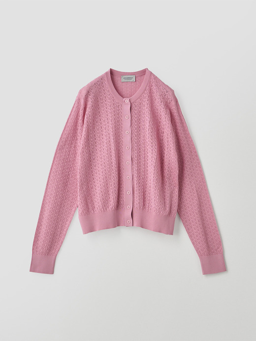 コットンレース編みニットカーディガン | ROXBURGH | 30G 詳細画像 GLASS PINK 1