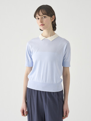 半袖バイカラーコットンニットポロシャツ | S4485 | 30G