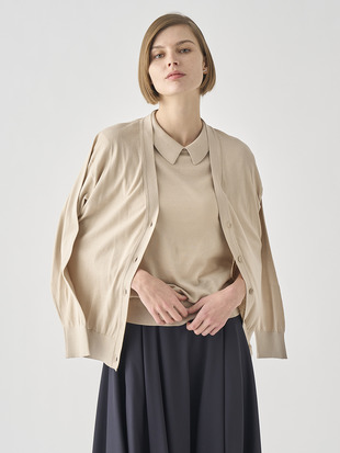 Ｖネック長袖コットンニットカーディガン | S4620 | 30G COMMON FIT