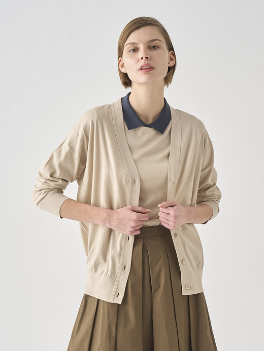 Ｖネック長袖コットンニットカーディガン | S4620 | 30G COMMON FIT 詳細画像 ALMOND 4