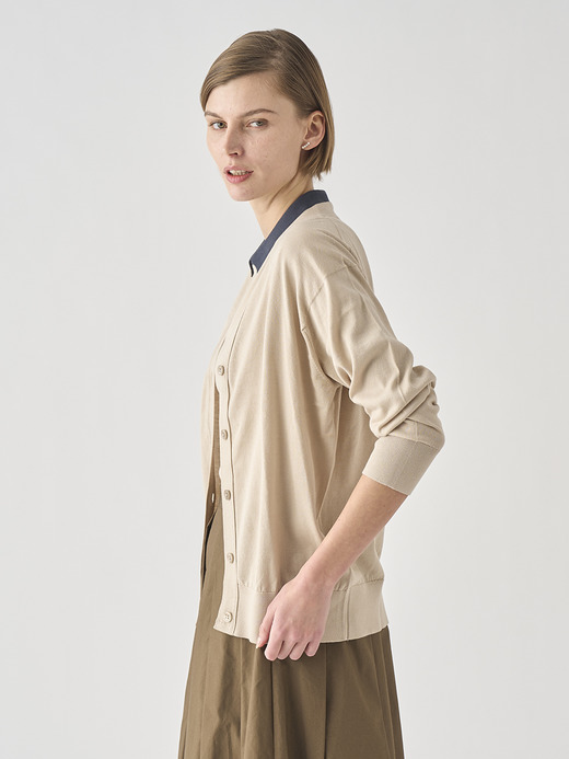 Ｖネック長袖コットンニットカーディガン | S4620 | 30G COMMON FIT 詳細画像 ALMOND 5