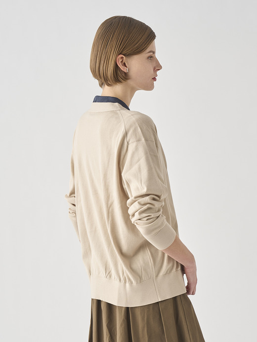 Ｖネック長袖コットンニットカーディガン | S4620 | 30G COMMON FIT 詳細画像 ALMOND 6