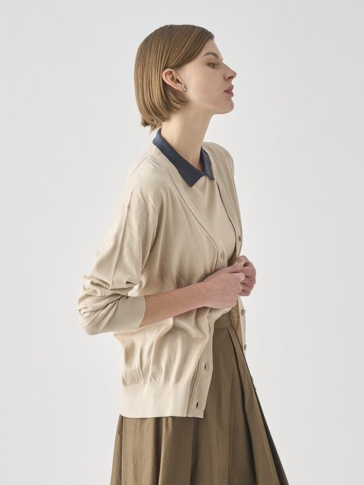 Ｖネック長袖コットンニットカーディガン | S4620 | 30G COMMON FIT 詳細画像 ALMOND 7
