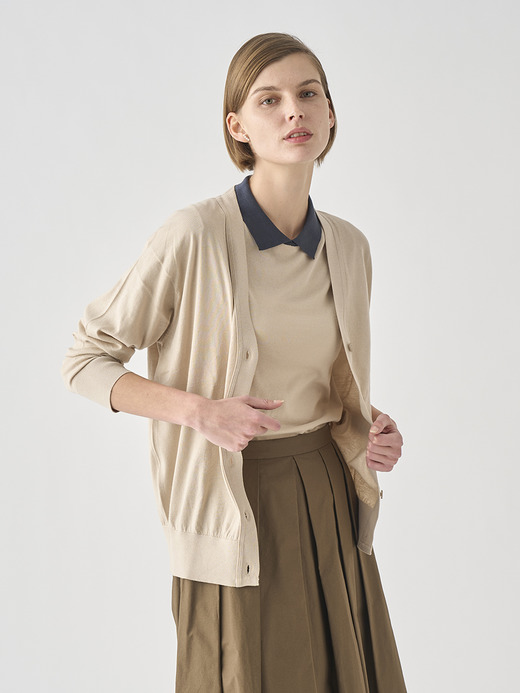 Ｖネック長袖コットンニットカーディガン | S4620 | 30G COMMON FIT 詳細画像 ALMOND 8
