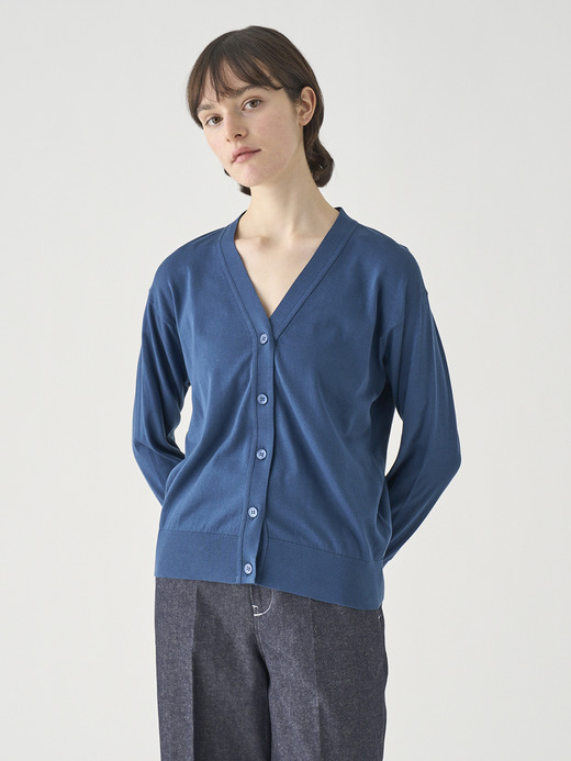 Ｖネック長袖コットンニットカーディガン | S4620 | 30G COMMON FIT 詳細画像 DELFT BLUE 3