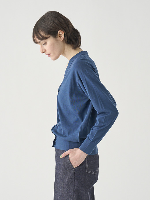 Ｖネック長袖コットンニットカーディガン | S4620 | 30G COMMON FIT 詳細画像 DELFT BLUE 5