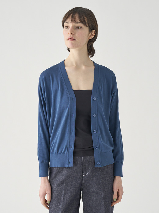 Ｖネック長袖コットンニットカーディガン | S4620 | 30G COMMON FIT 詳細画像 DELFT BLUE 7