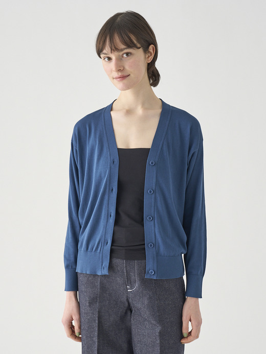 Ｖネック長袖コットンニットカーディガン | S4620 | 30G COMMON FIT 詳細画像 DELFT BLUE 8