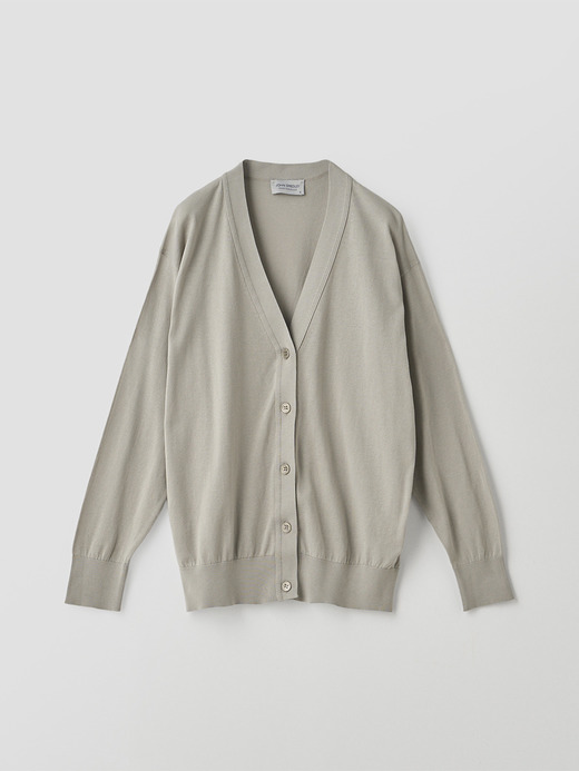 Ｖネック長袖コットンニットカーディガン | S4620 | 30G COMMON FIT 詳細画像 PARCHMENT 1