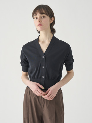 Ｖネック５分袖クロップドコットンニットカーディガン | S4741 | 30G