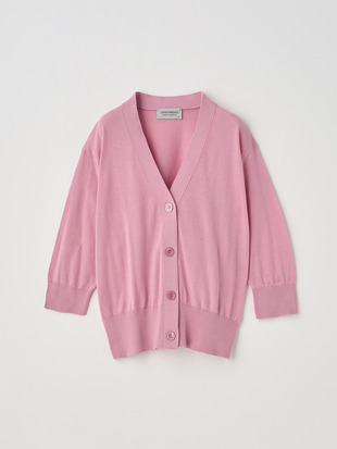 Ｖネック５分袖クロップドコットンニットカーディガン | S4741 | 30G