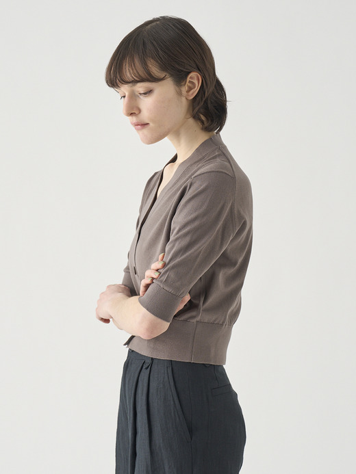 Ｖネック５分袖クロップドコットンニットカーディガン | S4741 | 30G 詳細画像 BEIGE MUSK 6