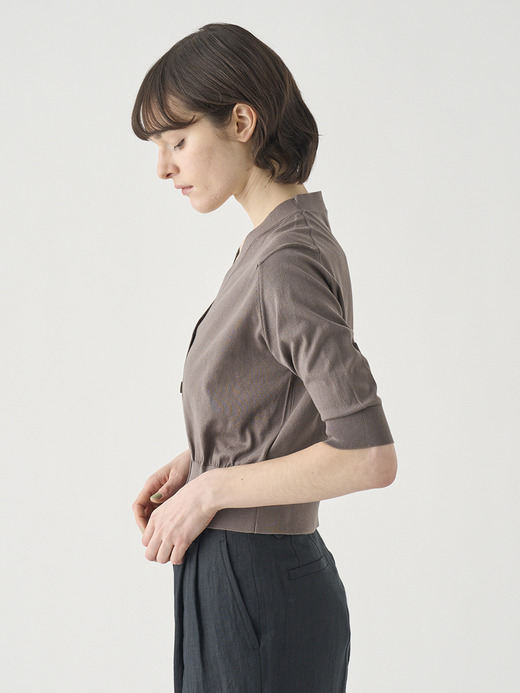 Ｖネック５分袖クロップドコットンニットカーディガン | S4741 | 30G 詳細画像 BEIGE MUSK 7