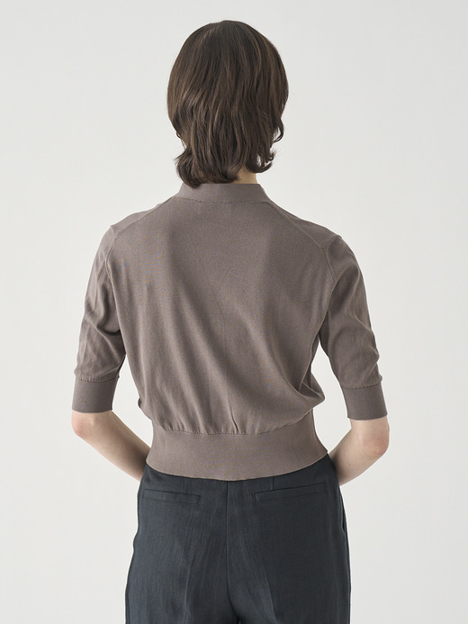 Ｖネック５分袖クロップドコットンニットカーディガン | S4741 | 30G 詳細画像 BEIGE MUSK 8