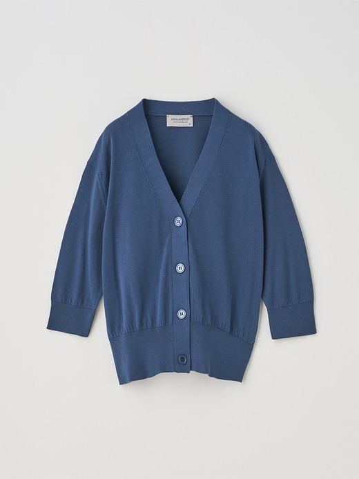 Ｖネック５分袖クロップドコットンニットカーディガン | S4741 | 30G 詳細画像 DELFT BLUE 1