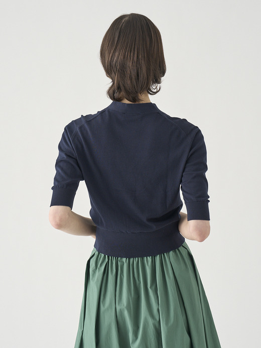 Ｖネック５分袖クロップドコットンニットカーディガン | S4741 | 30G 詳細画像 NAVY 7
