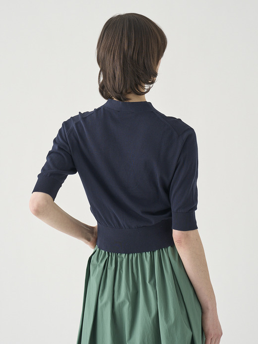 Ｖネック５分袖クロップドコットンニットカーディガン | S4741 | 30G 詳細画像 NAVY 8