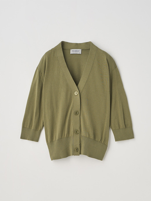 Ｖネック５分袖クロップドコットンニットカーディガン | S4741 | 30G 詳細画像 TARRAGON 2