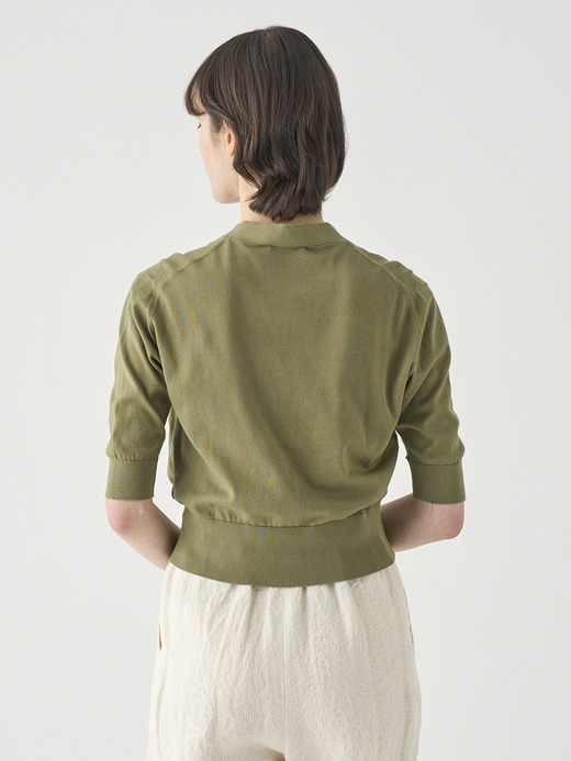 Ｖネック５分袖クロップドコットンニットカーディガン | S4741 | 30G 詳細画像 TARRAGON 5