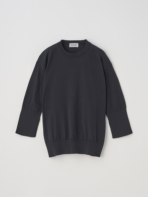 ターンバック５分袖コットンニットプルオーバー | S4749 | 30G 詳細画像 BLACK 2