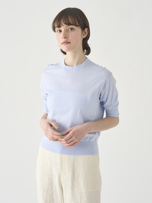 ターンバック５分袖コットンニットプルオーバー | S4749 | 30G 詳細画像 DEW 1