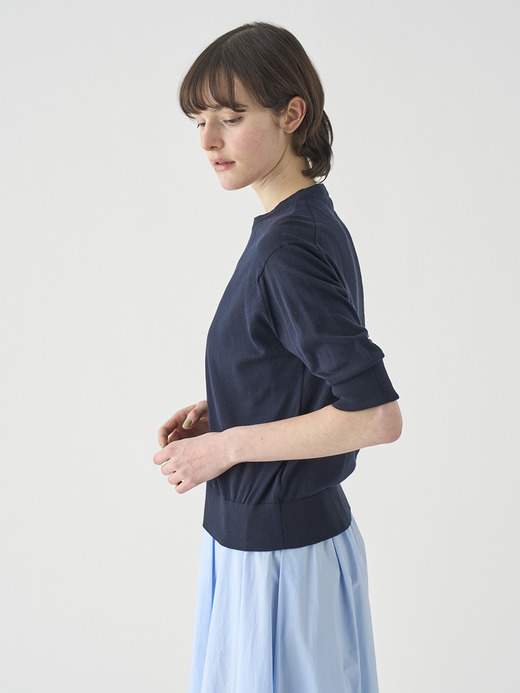 ターンバック５分袖コットンニットプルオーバー | S4749 | 30G 詳細画像 NAVY 7