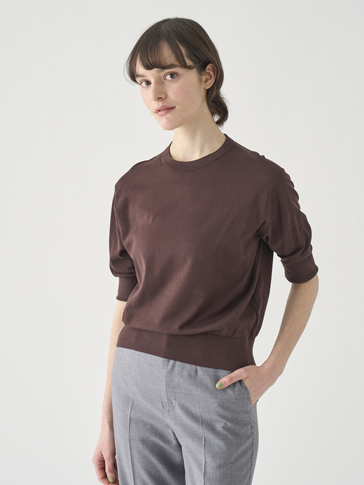 ターンバック５分袖コットンニットプルオーバー | S4749 | 30G 詳細画像 RAISIN 1