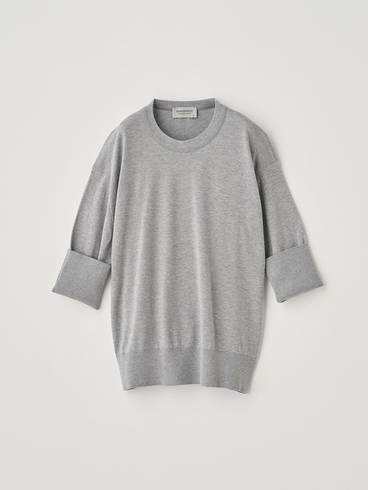 ターンバック５分袖コットンニットプルオーバー | S4749 | 30G 詳細画像 SILVER 2