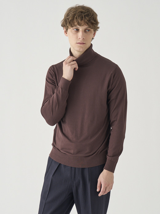 タートルネック長袖コットンニットプルオーバー | S4751 | 30G MODERN FIT 詳細画像 RAISIN 1