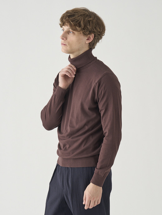 タートルネック長袖コットンニットプルオーバー | S4751 | 30G MODERN FIT 詳細画像 RAISIN 4