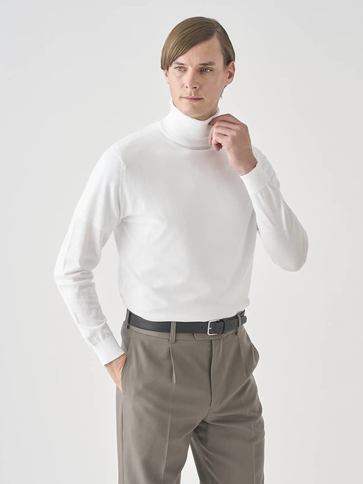 タートルネック長袖コットンニットプルオーバー | S4751 | 30G MODERN FIT 詳細画像 WHITE 3