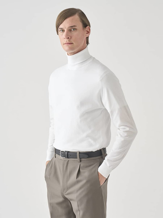 タートルネック長袖コットンニットプルオーバー | S4751 | 30G MODERN FIT 詳細画像 WHITE 5