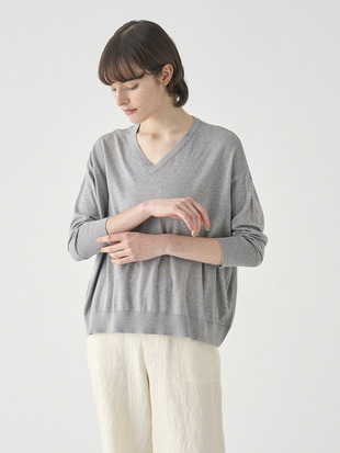 コットンVネック ワイドニットプルオーバー | S4831 | 30G