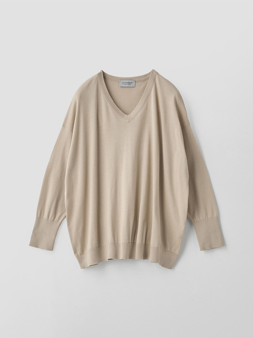 コットンVネック ワイドニットプルオーバー | S4831 | 30G 詳細画像 ALMOND 2