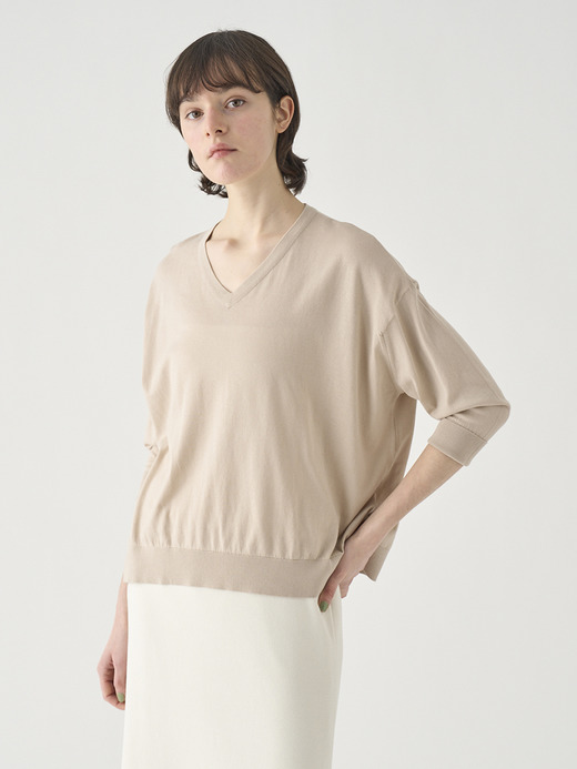 コットンVネック ワイドニットプルオーバー | S4831 | 30G 詳細画像 ALMOND 3