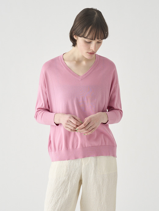コットンVネック ワイドニットプルオーバー | S4831 | 30G 詳細画像 GLASS PINK 1