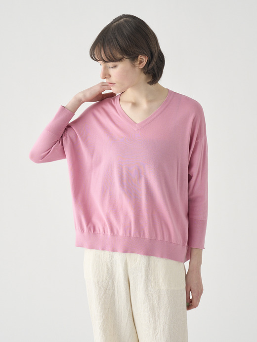 コットンVネック ワイドニットプルオーバー | S4831 | 30G 詳細画像 GLASS PINK 3