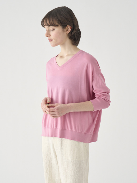 コットンVネック ワイドニットプルオーバー | S4831 | 30G 詳細画像 GLASS PINK 9