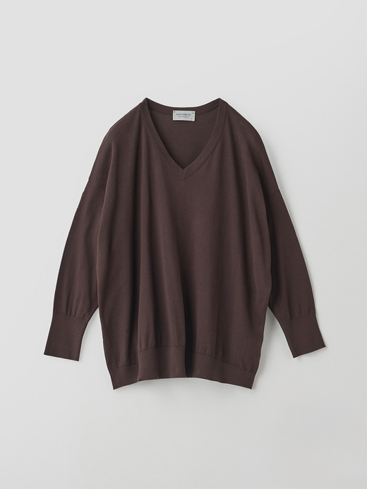 コットンVネック ワイドニットプルオーバー | S4831 | 30G 詳細画像 RAISIN 1