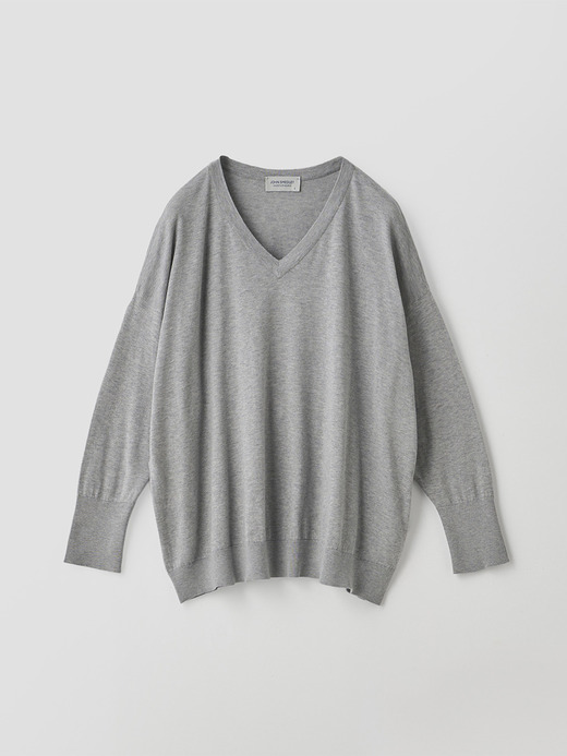 コットンVネック ワイドニットプルオーバー | S4831 | 30G 詳細画像 SILVER 2