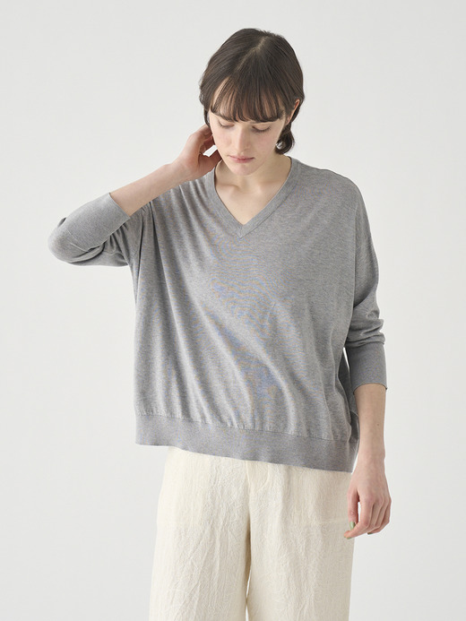 コットンVネック ワイドニットプルオーバー | S4831 | 30G 詳細画像 SILVER 3