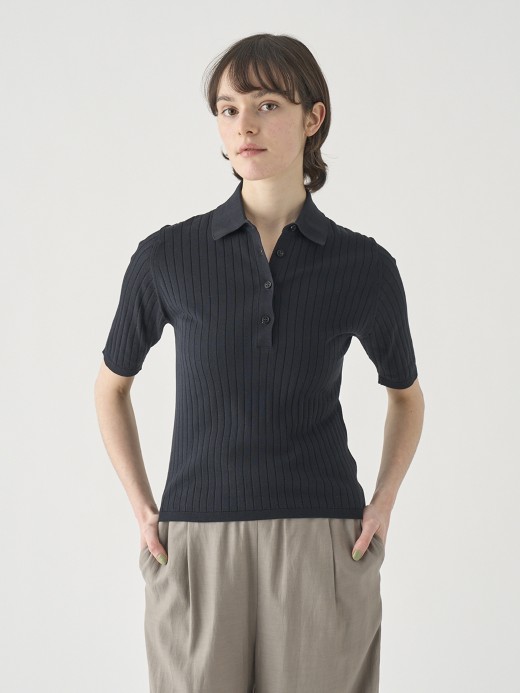 コットンリブニットポロシャツ | S4833 | 30G 詳細画像 BLACK 1