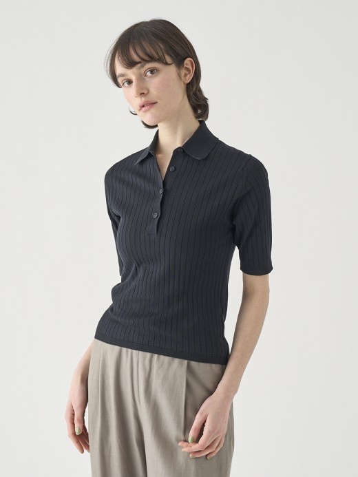 コットンリブニットポロシャツ | S4833 | 30G 詳細画像 BLACK 2
