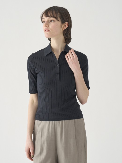 コットンリブニットポロシャツ | S4833 | 30G 詳細画像 BLACK 3
